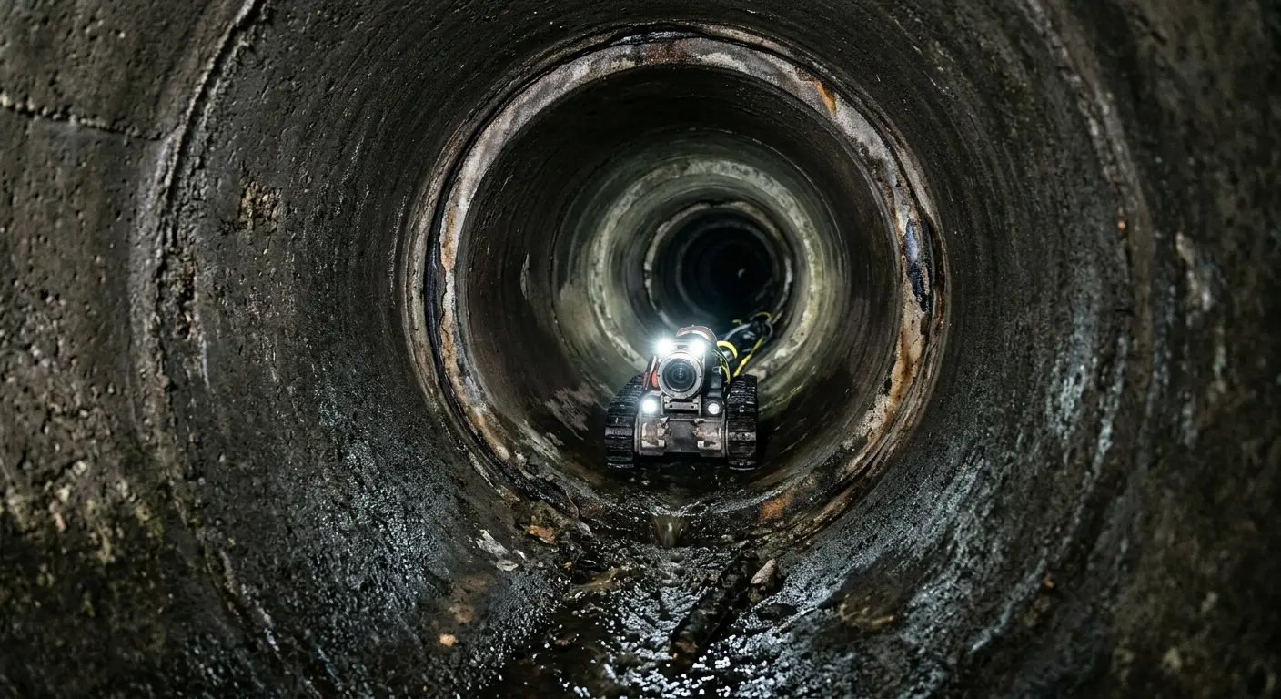 Robotic sewer camera inspecting pipe interior for Drain Snake Service in Coachella